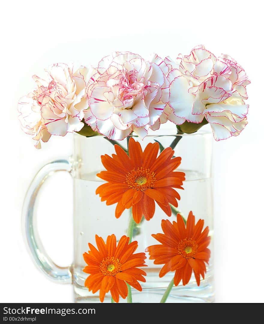 Two transparent cups of water on a table. Two transparent cups of water on a table