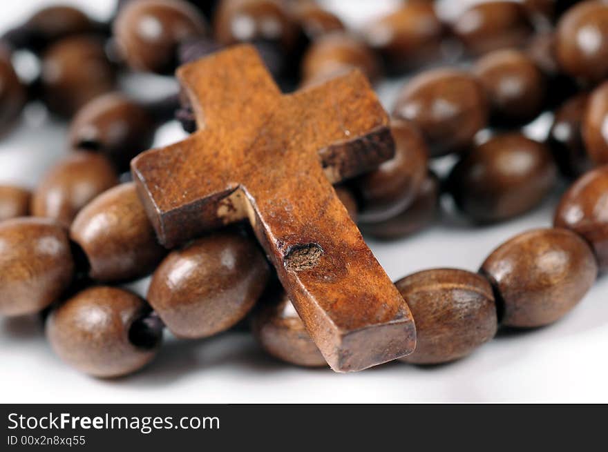 A rosary on white background