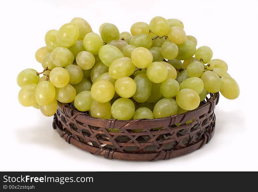 Green Grapes In Basket.