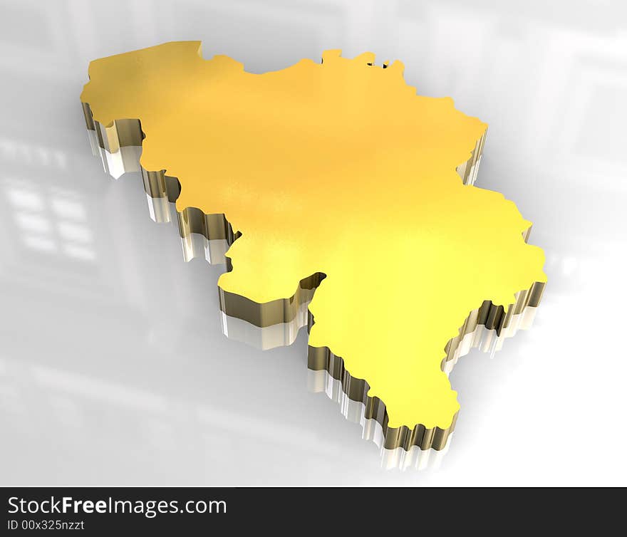 3d golden map of belgium