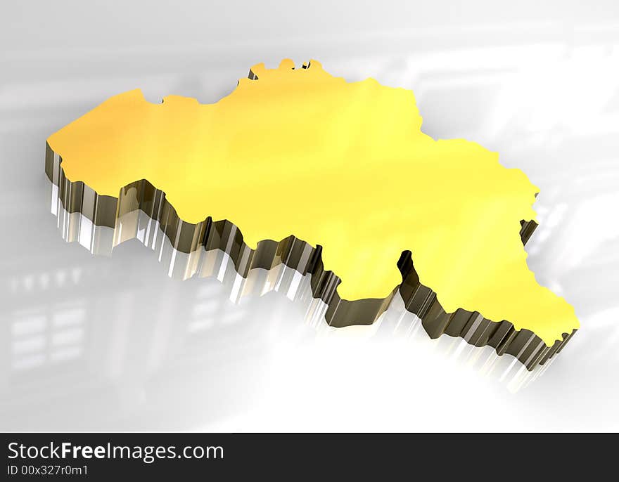 3d golden map of belgium