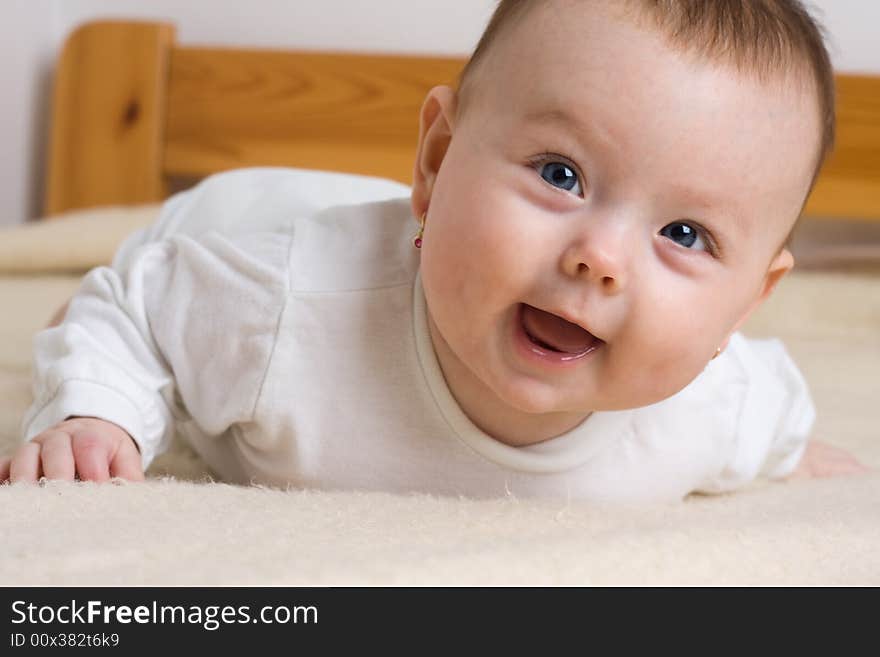 Boy with diaper scrambling ahead. Boy with diaper scrambling ahead