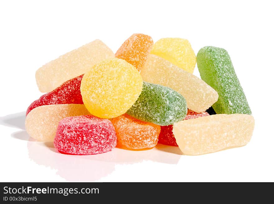 Multicoloured gums isolated on a white background. Multicoloured gums isolated on a white background