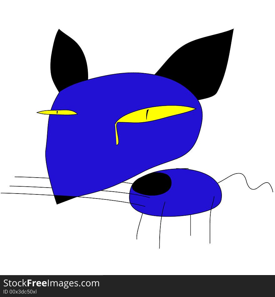 Illustration of a blue cat.