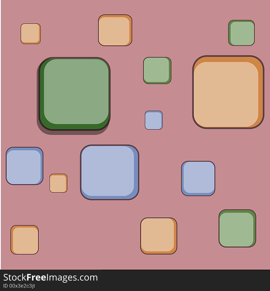 Green orange and blue cubes background