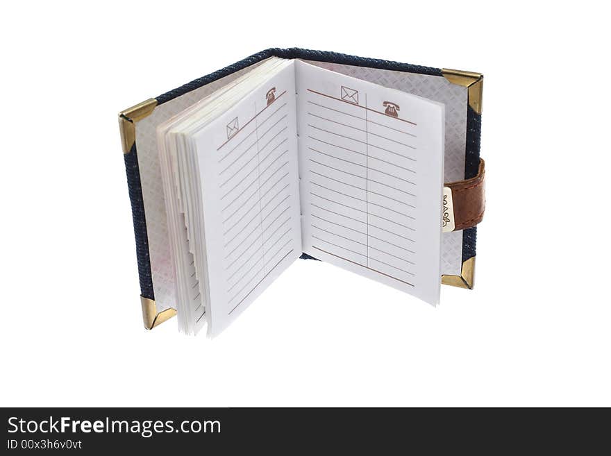 The opened notebook on a white background