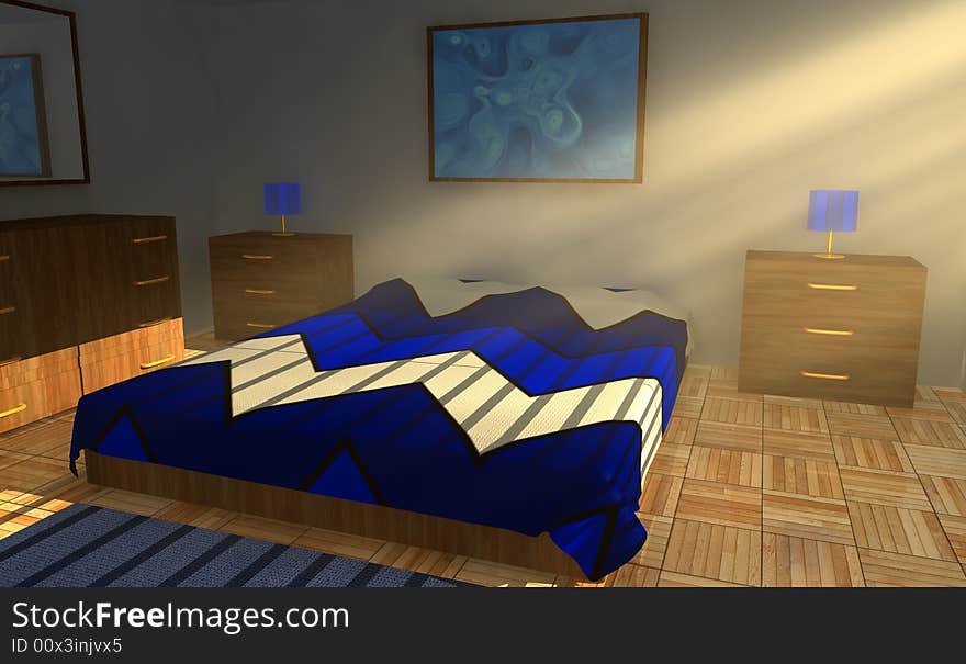 A image of a bedroom with raylights