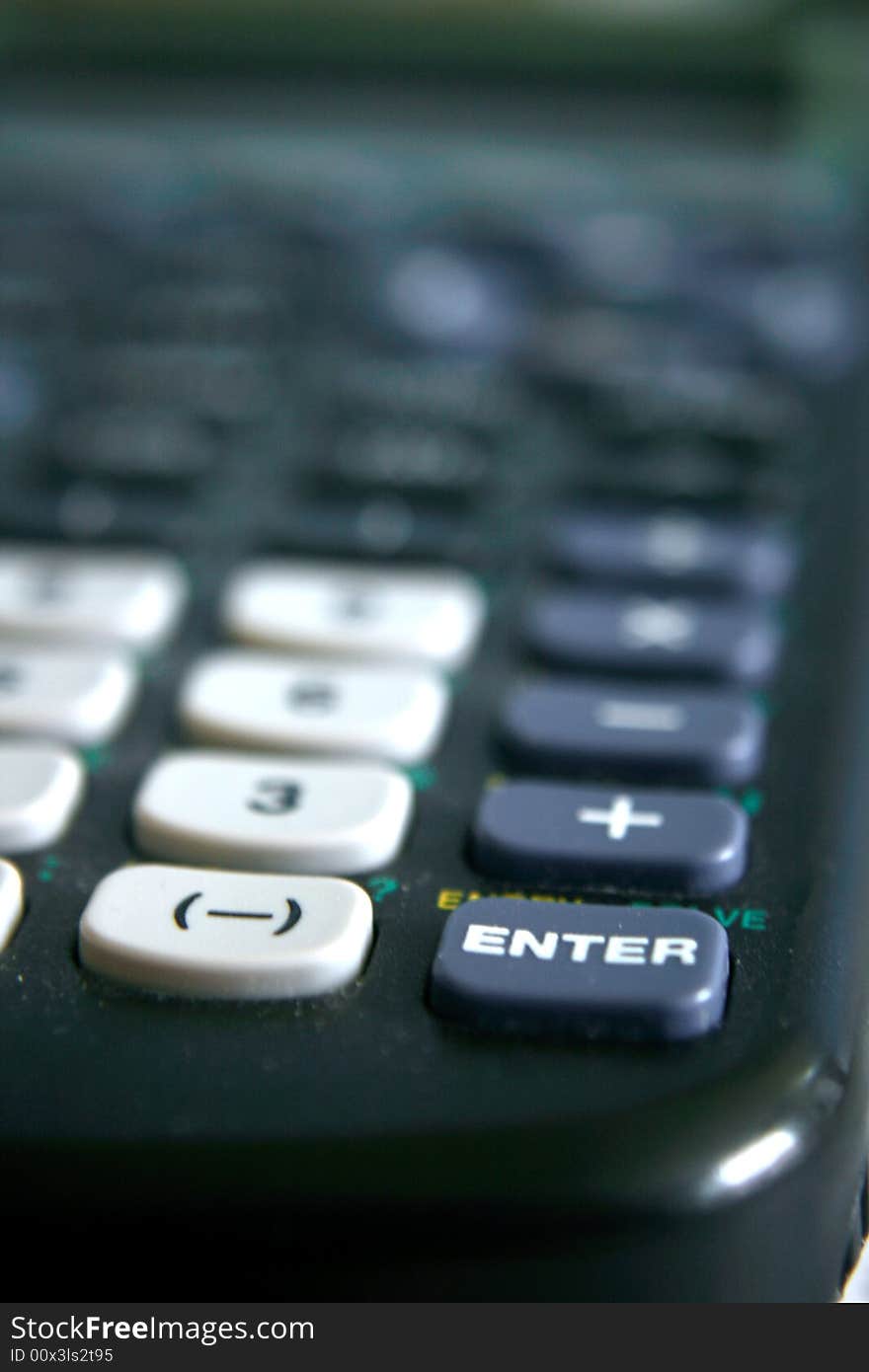 Calculator detail ... blue enter button with typeface helvetica