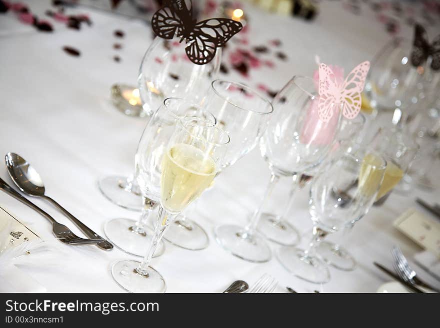 Champagne in a glass to celebrate the wedding