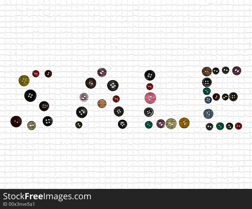 The image of a textural word sale from buttons. The image of a textural word sale from buttons