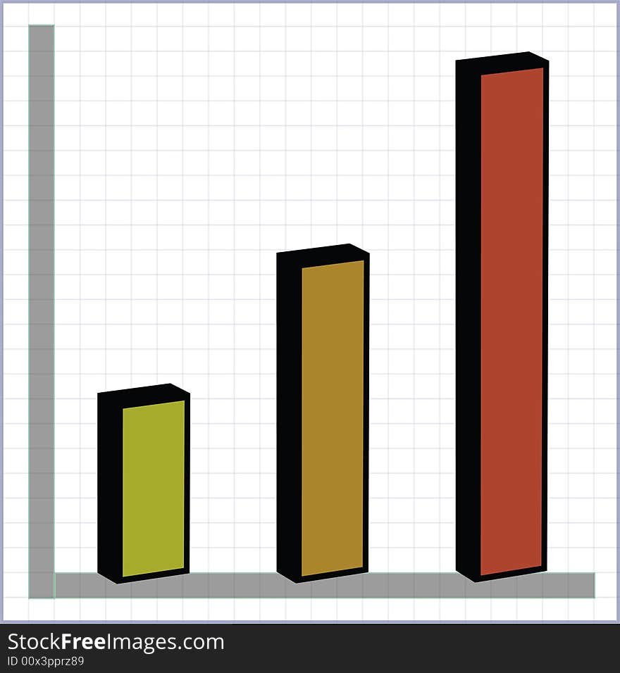 A scale bar chart vector represents growth.