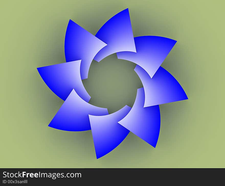 3D isolsted blue abstract flower