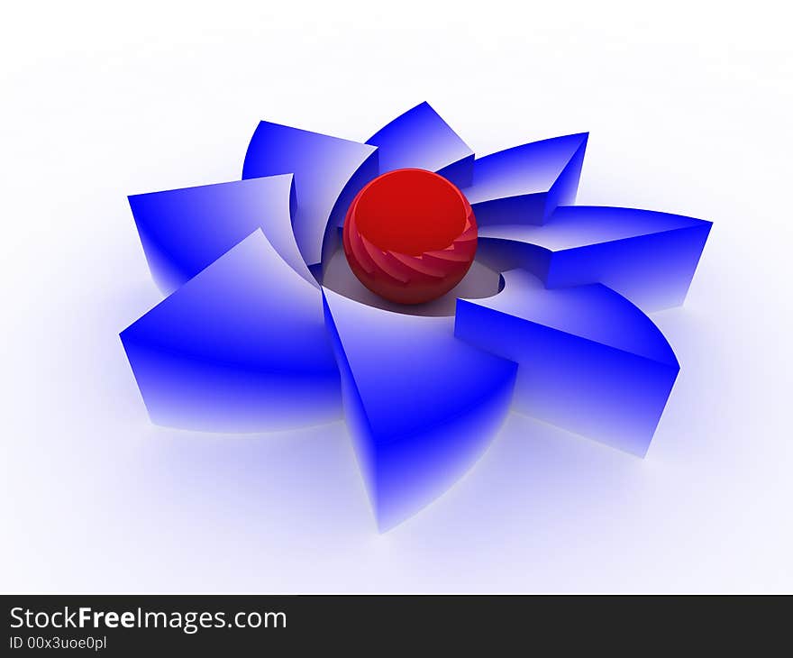 3D isolsted blue abstract flower