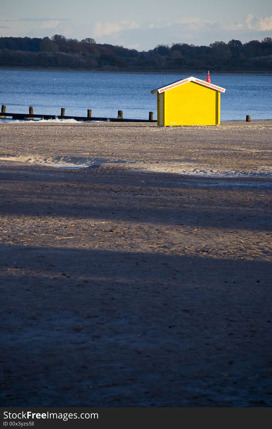 Yellow beach hut