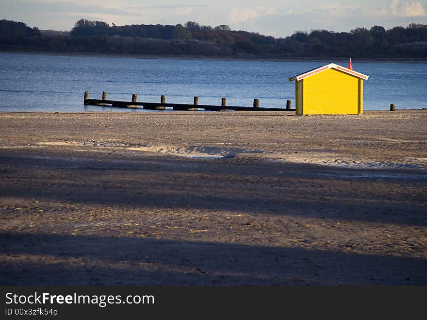 Yellow beach hut