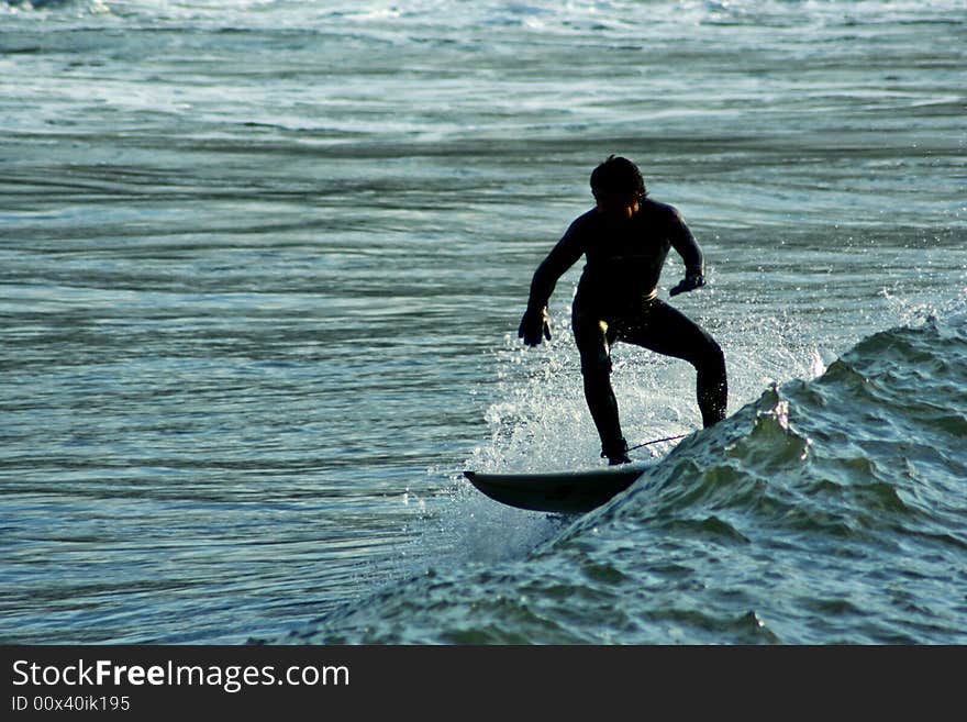 Surfer doing a maneuver