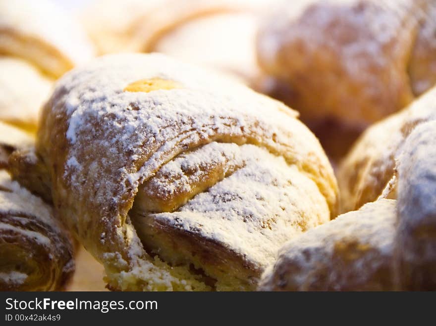 Delicious looking pastry with dust sugar