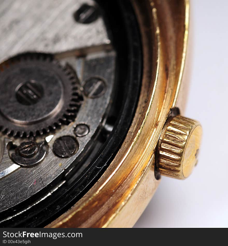 A close up watch mechanism