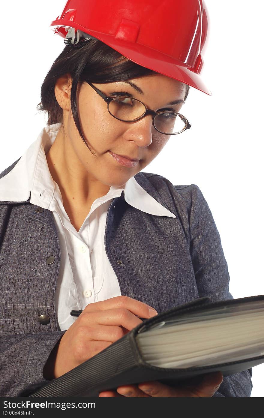 Attractive woman with papers on white background. Attractive woman with papers on white background