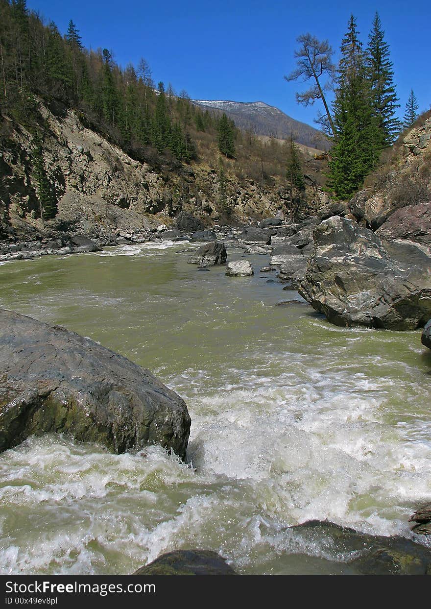 Wild water stream mountain landscape