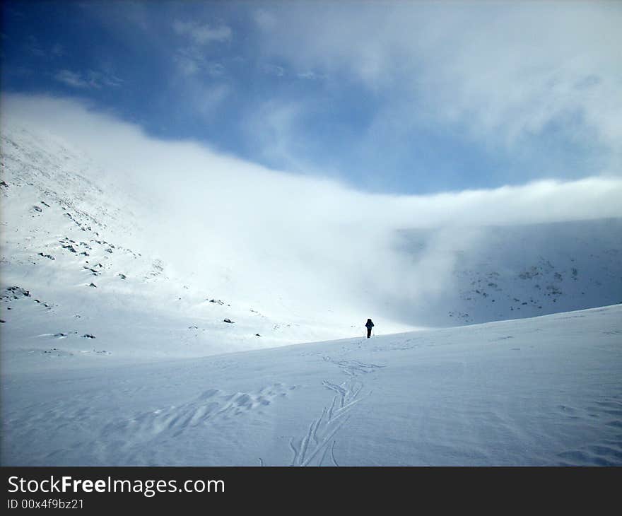 Clouds and snow-covered mountains. Clouds and snow-covered mountains