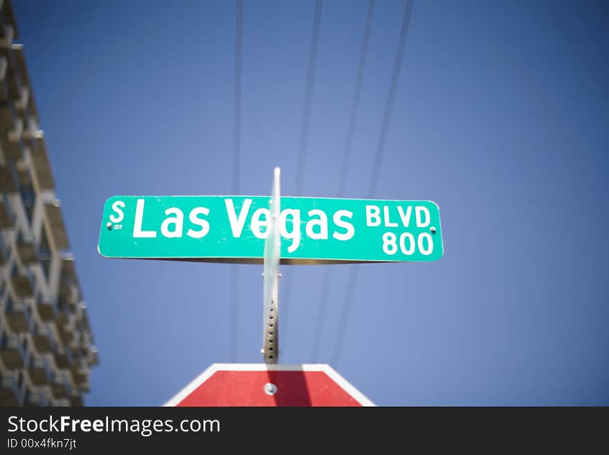 Las Vegas street sign with blue sky background. Las Vegas street sign with blue sky background