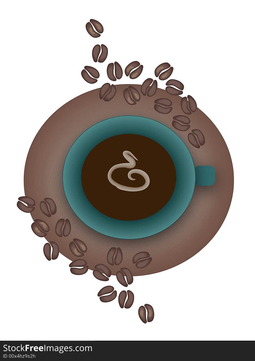 Coffee cup with coffee beans drawn in Illustrator CS2. Coffee cup with coffee beans drawn in Illustrator CS2.