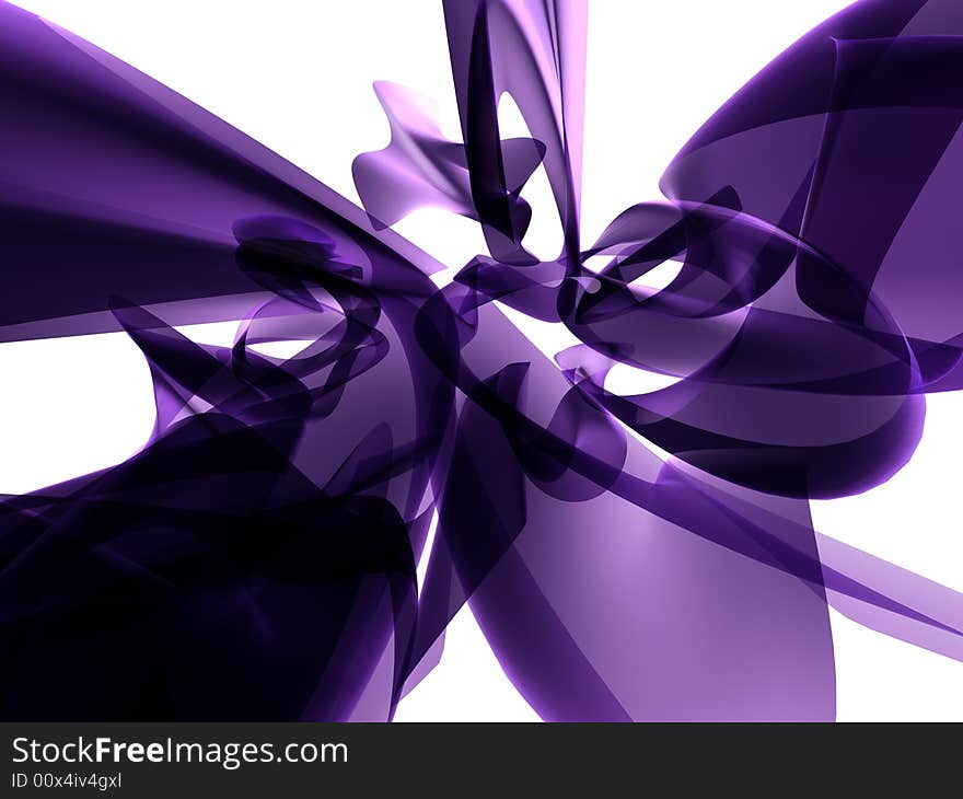 An abstract 3D rendering of an purple glass object. An abstract 3D rendering of an purple glass object.