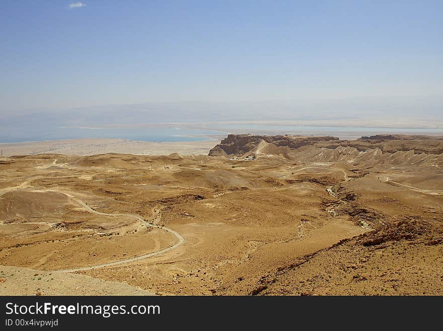 Israel. Fortress Masada located between Judean desert and the Dead sea. Israel. Fortress Masada located between Judean desert and the Dead sea.