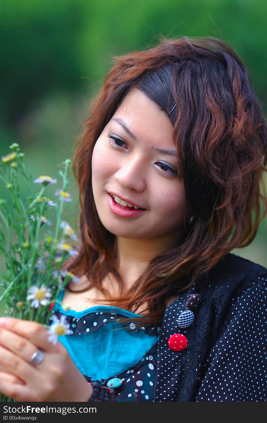 Young Girl And Flowers