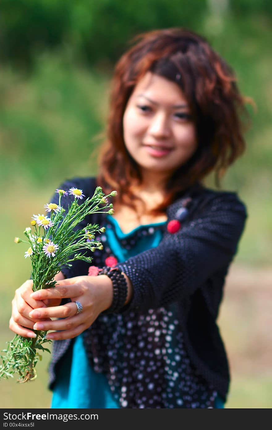 Young Girl And Flowers