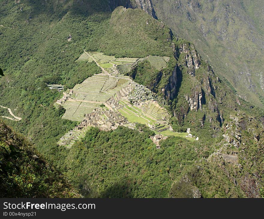 View of Machu Picchu from Wayna Picchu, Cuzco, Peru. View of Machu Picchu from Wayna Picchu, Cuzco, Peru.