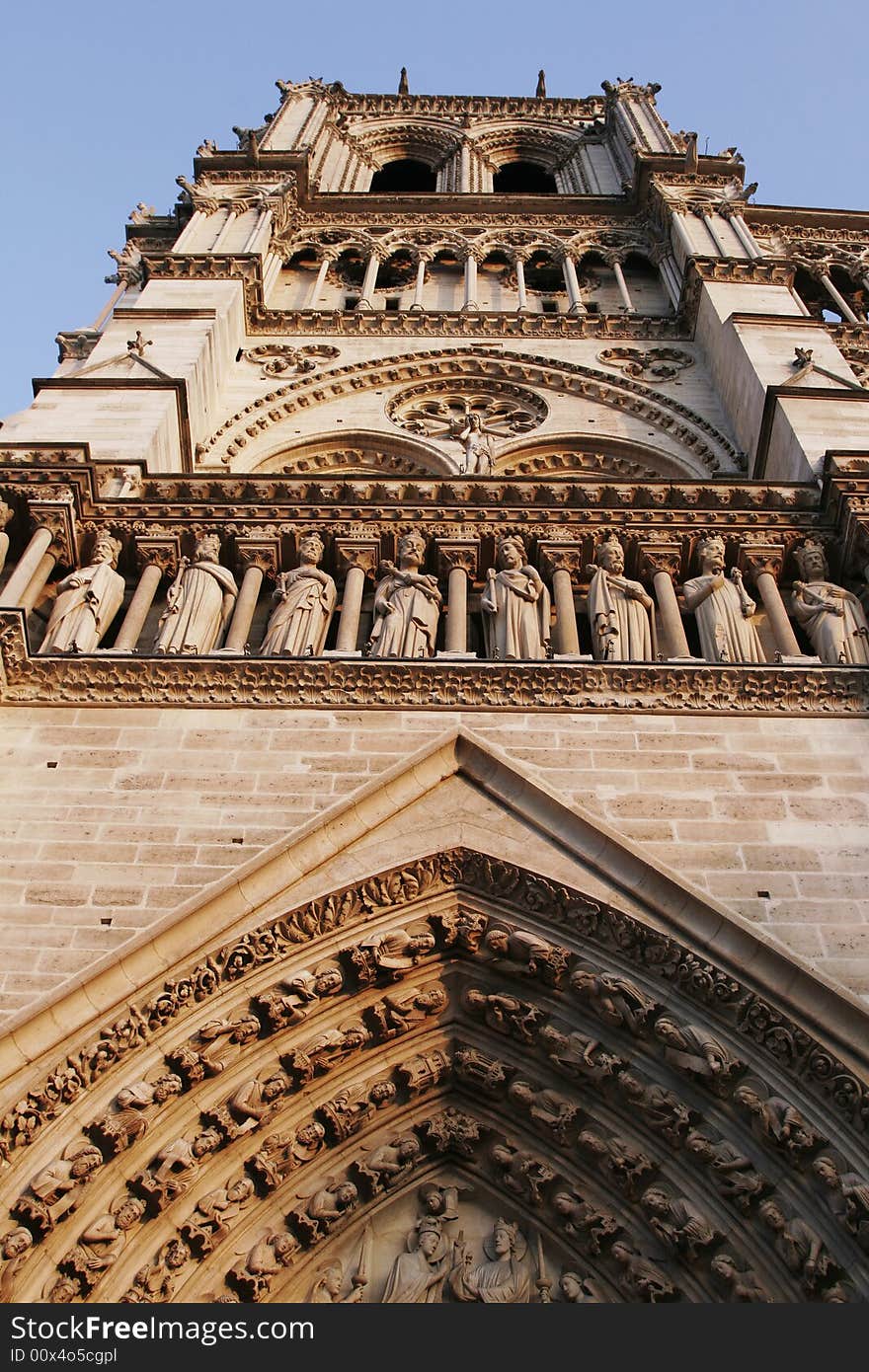 Tower Of Notre Dame De Paris, Gothic Cathedral, France, Evening Light