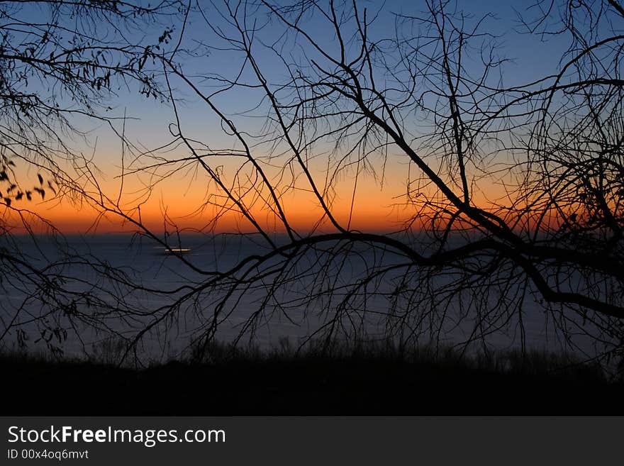 Late sunset at the Gelendjik (the Caucasus), autumn. Late sunset at the Gelendjik (the Caucasus), autumn