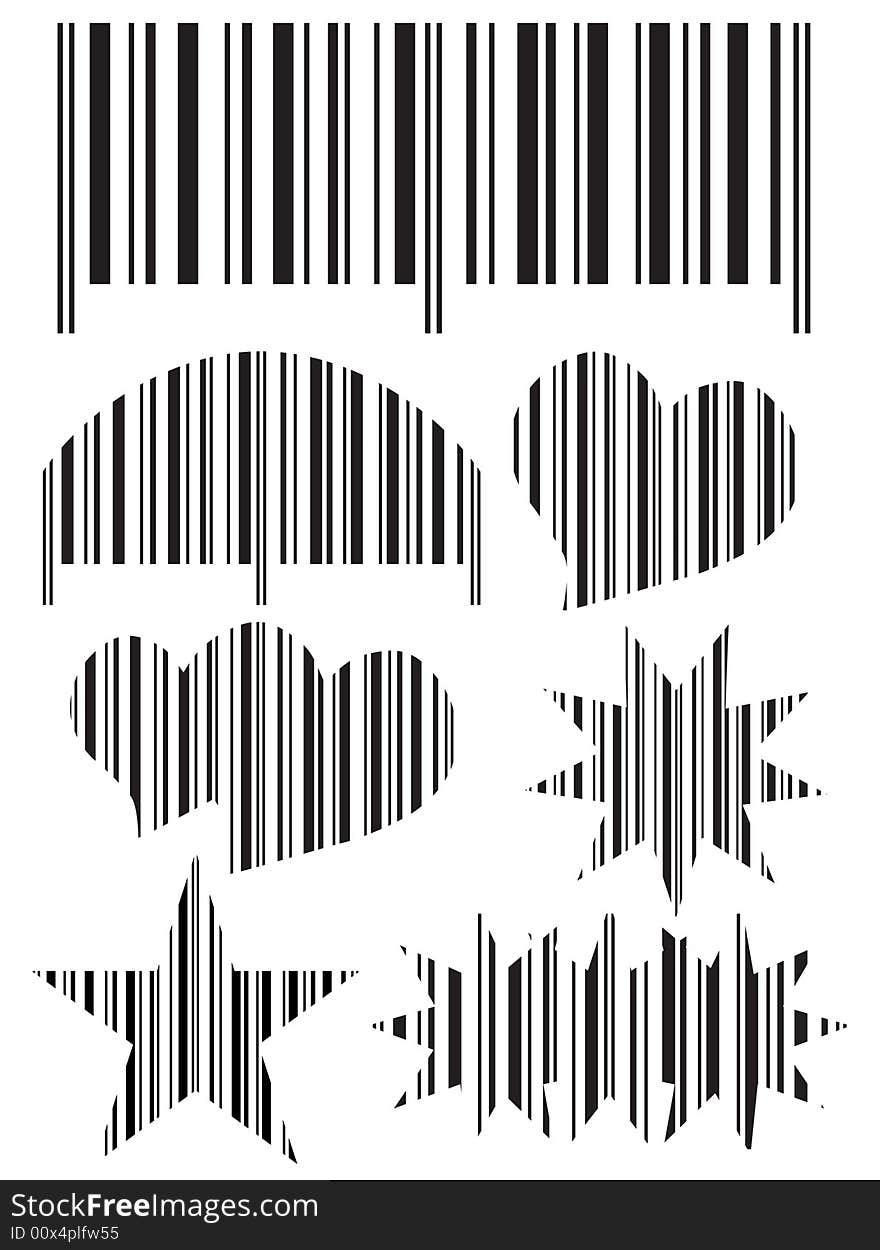 Illustration of barcode, different shapes