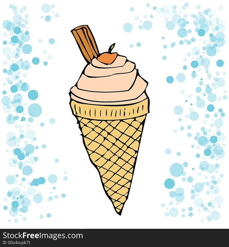 An ice cream cone vector illustration. An ice cream cone vector illustration.