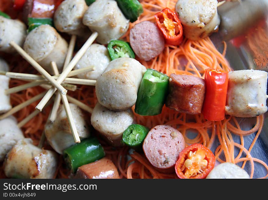 The photograph of sausage kebab