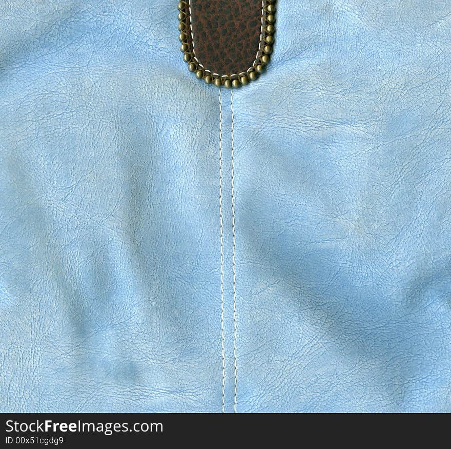 Blue leather with bijouterie texture to background