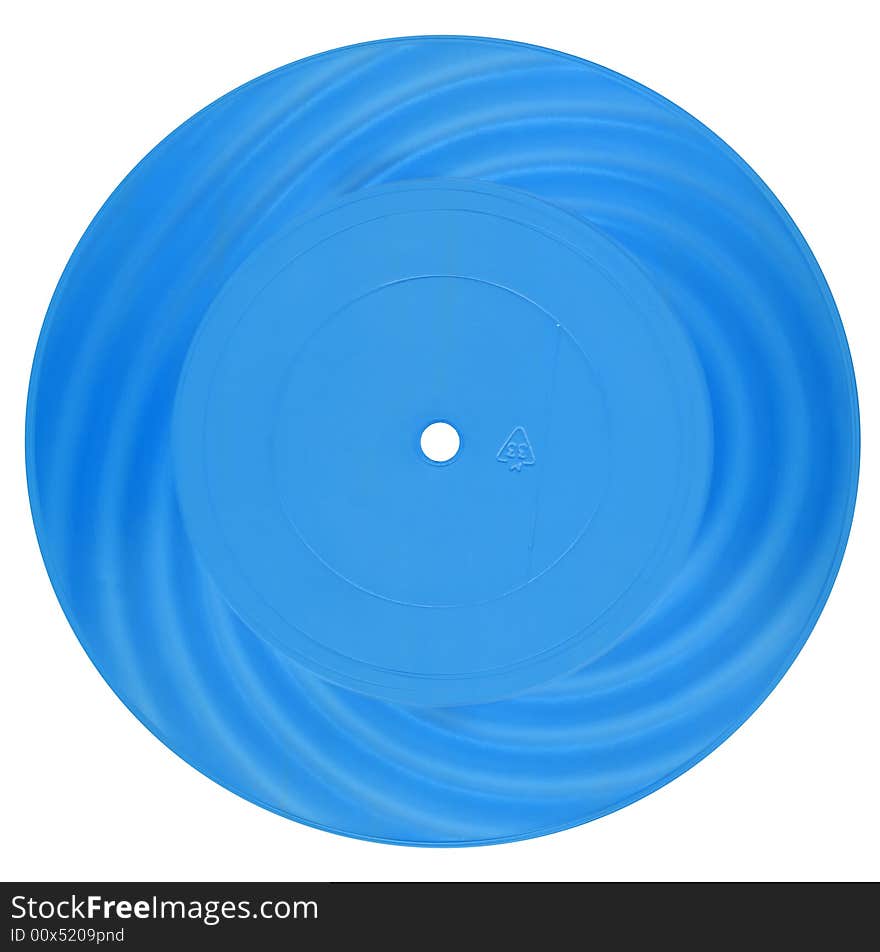 Vintage blue vinyl record isolated on white