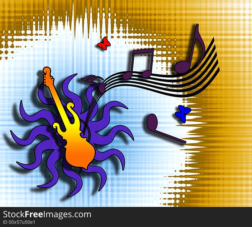 Music composition with guitar for the wallpaper desktop