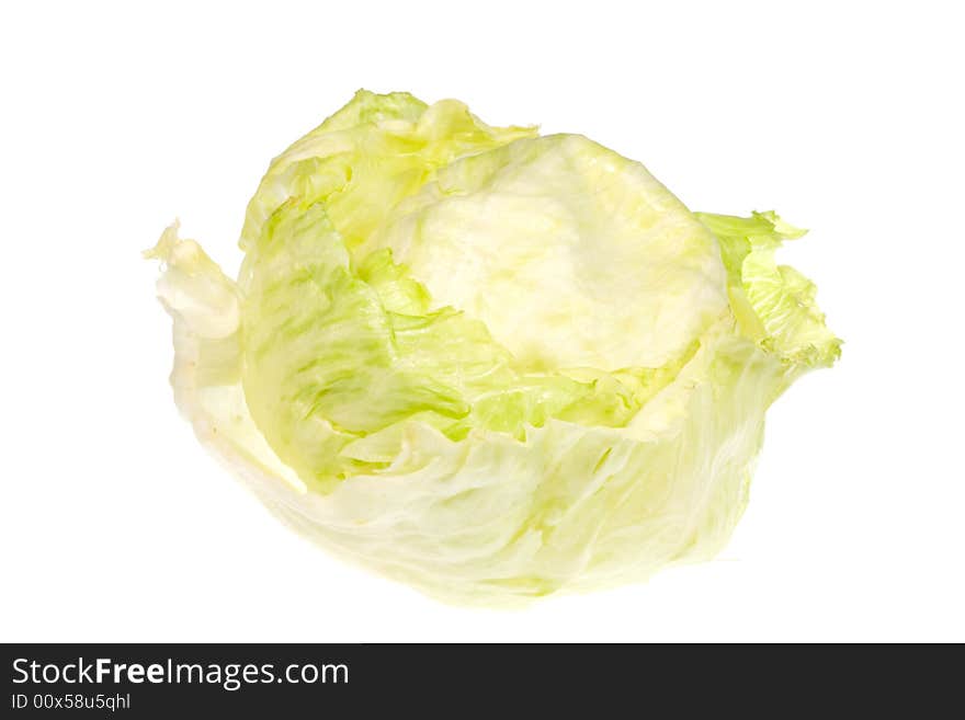 Iceberg lettuce on white.