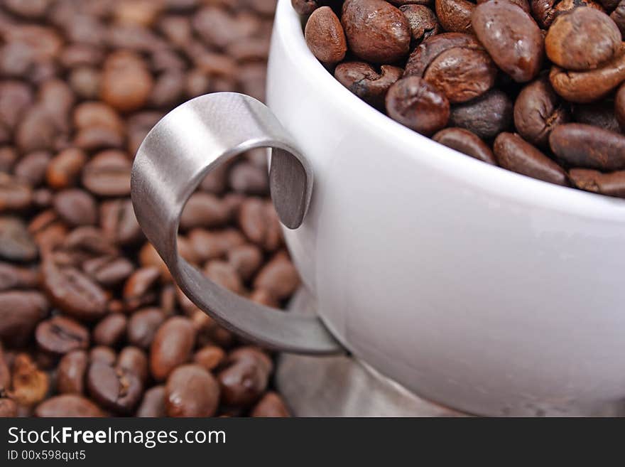 Cup of coffee beans