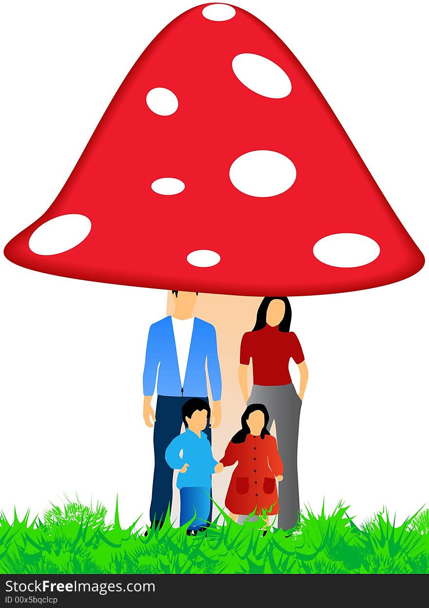 Family and mushroom