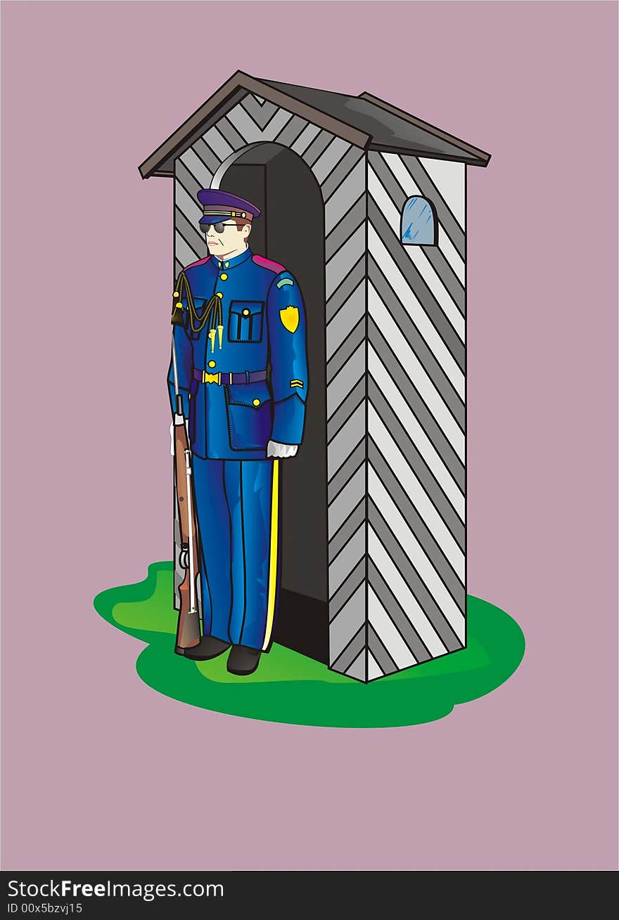 Soldier with sentry-box