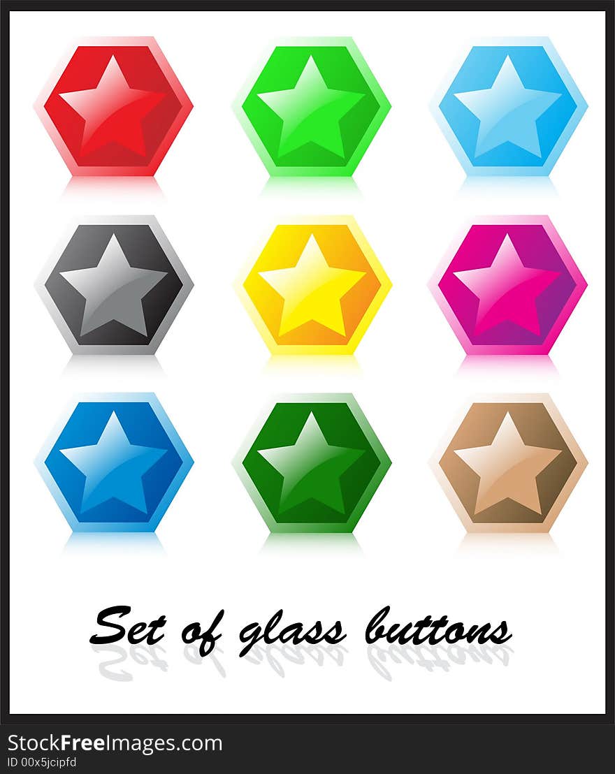 Set of glass buttons