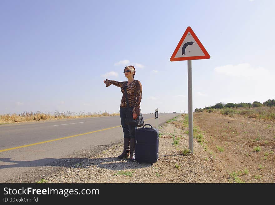 Hitchhiking Woman