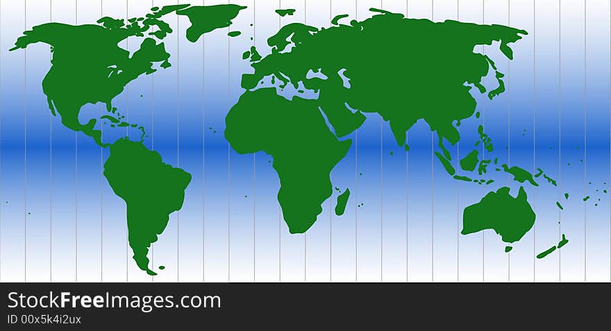 World map in green with grid