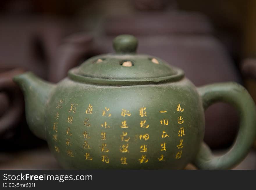 Antique green Chinese Tea pot