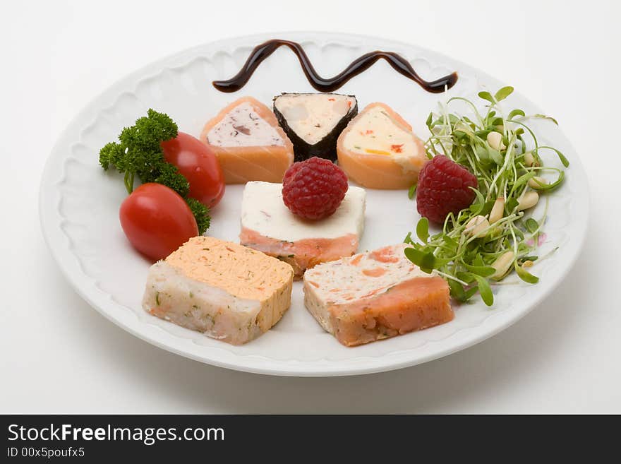 Decorated salmon cream appetizer