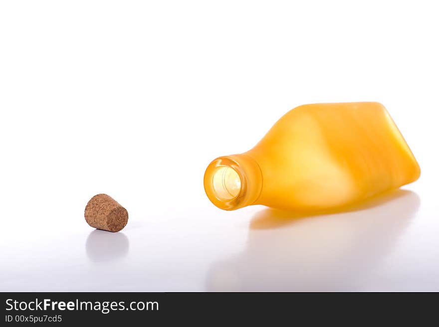 Colorful bottles on a white background with copy space. Colorful bottles on a white background with copy space